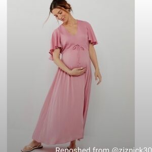 Chic Pink Maxi Maternity Dress